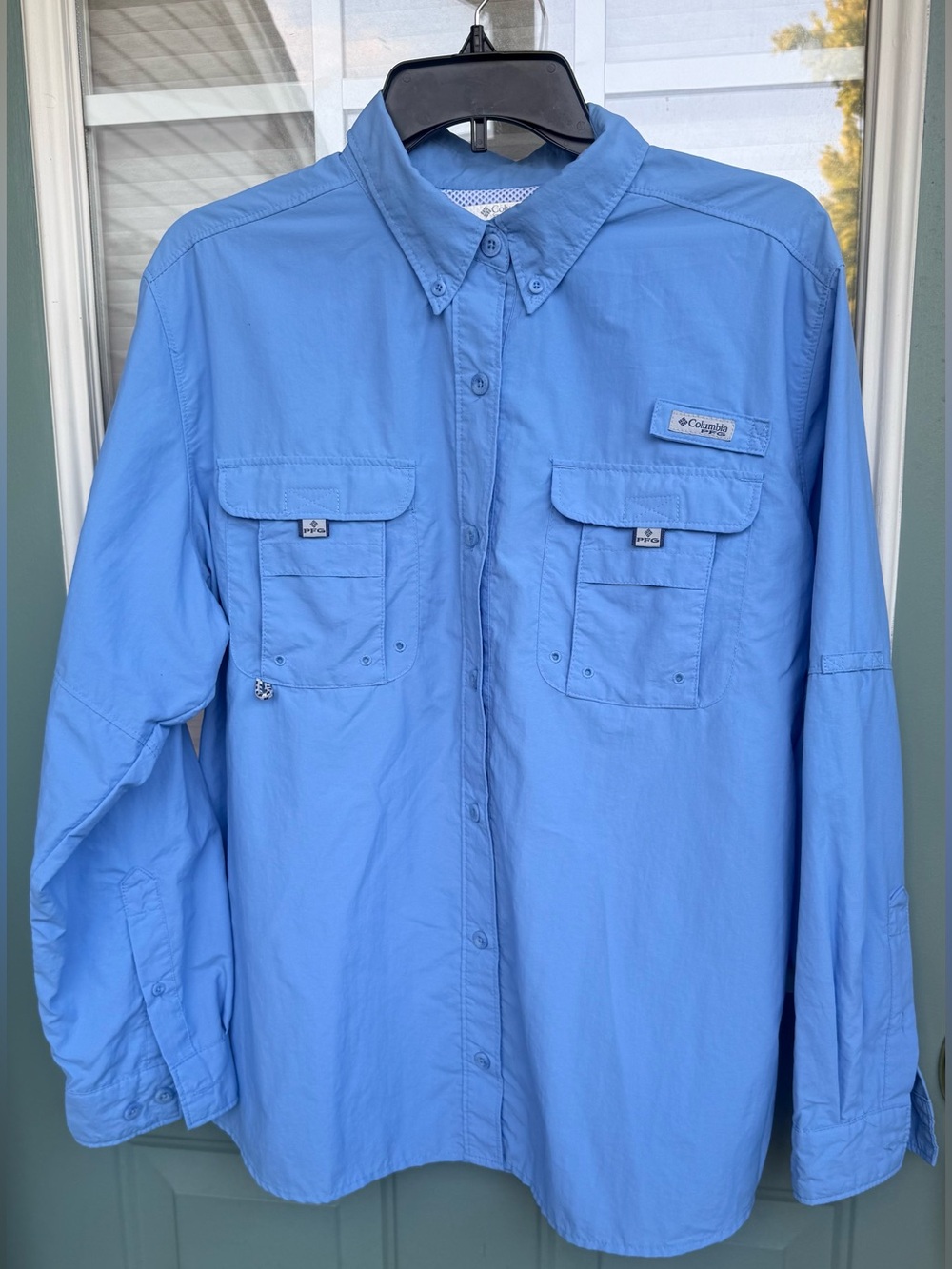Columbia PFG Bahama Fishing Shirt Women’s 1X Blue Vented Long Sleeve Button Up